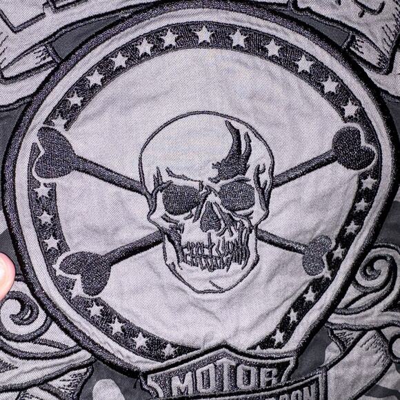 Harley Davidson Short Sleeve Cotton Button Down Shirt Gray Size Medium EUC - Picture 6 of 10